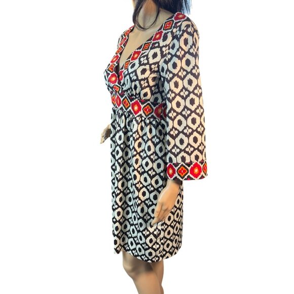 Avon V-Neck Boho Print Mini Dress Size Small - Picture 3 of 6